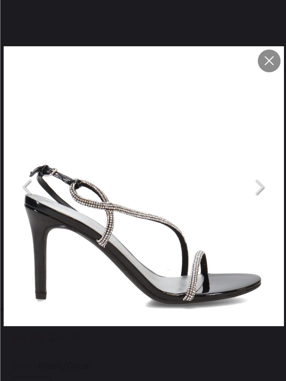 Unisa Black Crystal-Strap Stiletto Sandal